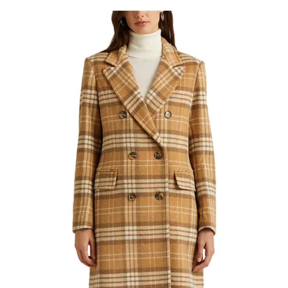 Lauren Ralph Lauren Plaid double-breasted wool blend coat